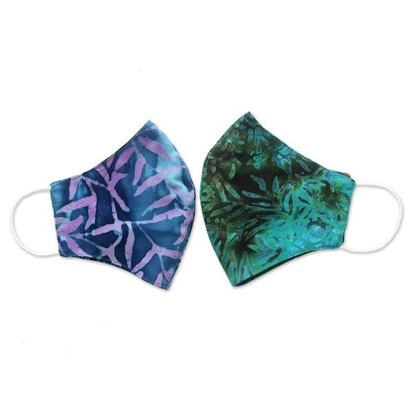 Alternate image for 2 Extra Wide Double Layer Rayon Batik Face Masks On the Island