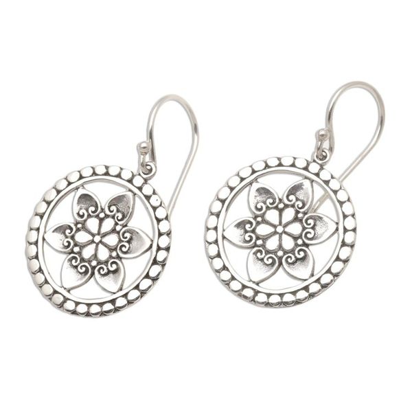 Alternate image for Floral Sterling Silver Dangle Earrings Flower Wheels