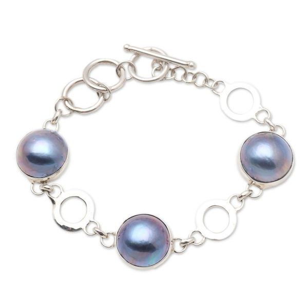 Alternate image for Cultured Peacock Mabe Pearl Link Bracelet Blue Moon Nights
