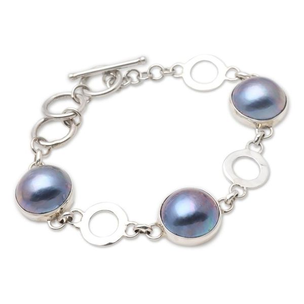 Alternate image for Cultured Peacock Mabe Pearl Link Bracelet Blue Moon Nights