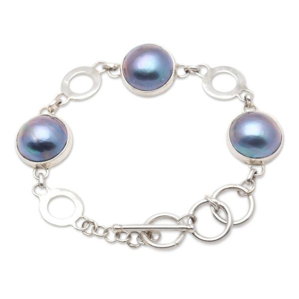 Alternate image for Cultured Peacock Mabe Pearl Link Bracelet Blue Moon Nights