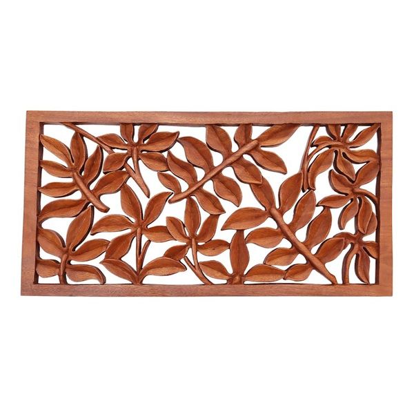 Alternate image for Leaf Motif Suar Wood Relief Panel from Bali Lovely Canopy