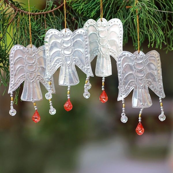 Alternate image for Aluminum Angel Ornaments from Bali Set of 4 Glistening Angels
