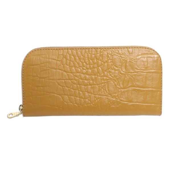 Alternate image for Yellow Leather Wallet with Crocodile Texture Yellow Croc