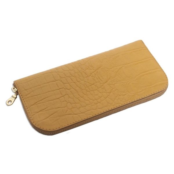 Alternate image for Yellow Leather Wallet with Crocodile Texture Yellow Croc