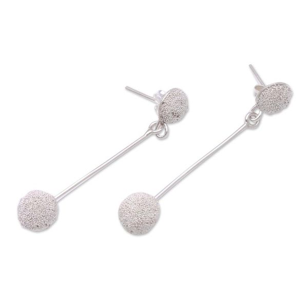 Alternate image for Sparkling Round Sterling Silver Dangle Earrings from Bali Sparkling Baubles