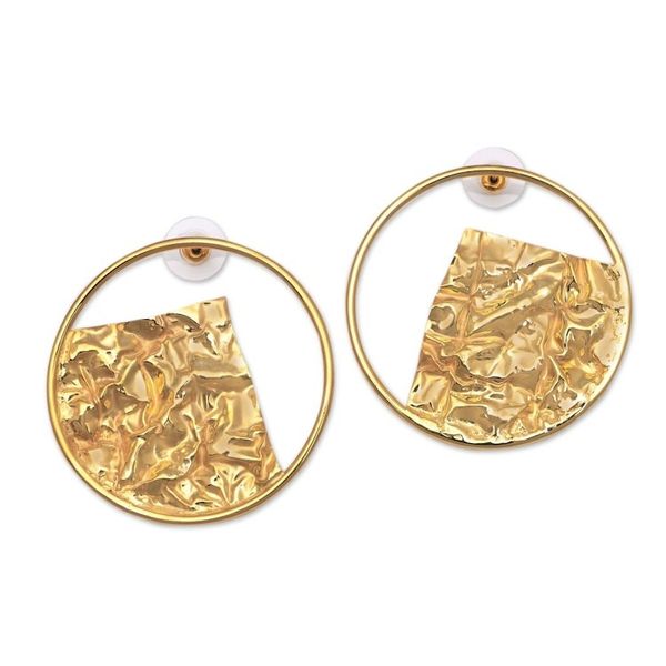 Alternate image for Angular Modern 18k Gold-Plated Brass Drop Earrings from Bali Angular Waves