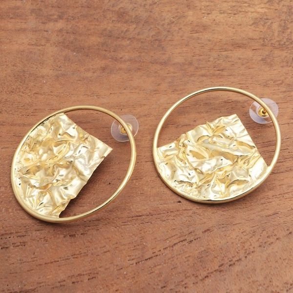 Alternate image for Angular Modern 18k Gold-Plated Brass Drop Earrings from Bali Angular Waves
