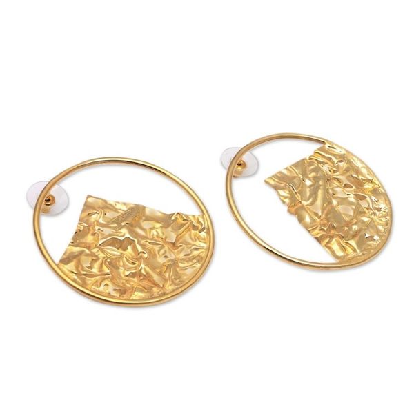 Alternate image for Angular Modern 18k Gold-Plated Brass Drop Earrings from Bali Angular Waves
