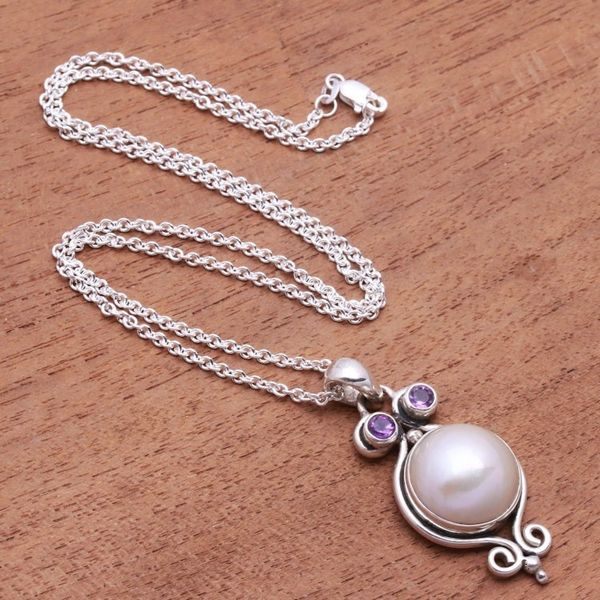 Alternate image for Cultured Pearl and Amethyst Pendant Necklace from Bali Impressive Stars