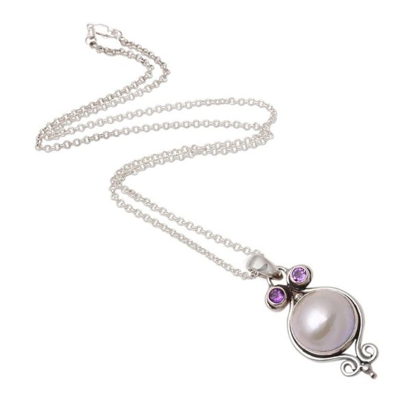 Alternate image for Cultured Pearl and Amethyst Pendant Necklace from Bali Impressive Stars