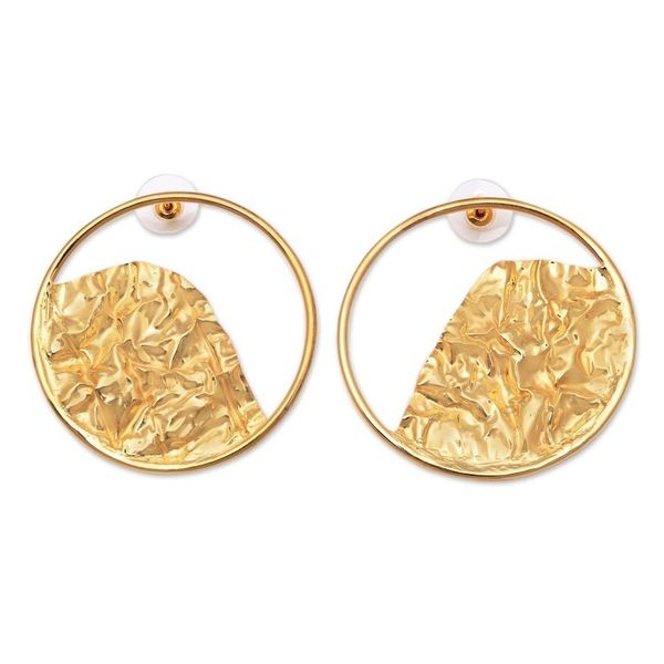 Alternate image for Curvy 18k Gold-Plated Brass Drop Earrings from Bali Curved Waves