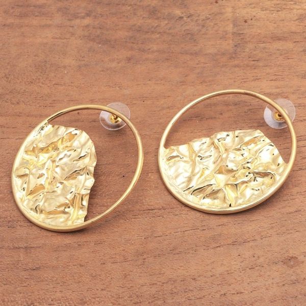 Alternate image for Curvy 18k Gold-Plated Brass Drop Earrings from Bali Curved Waves