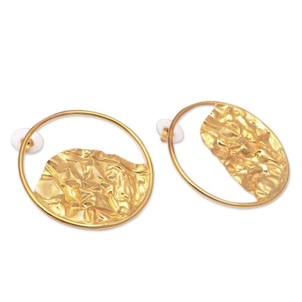 Alternate image for Curvy 18k Gold-Plated Brass Drop Earrings from Bali Curved Waves