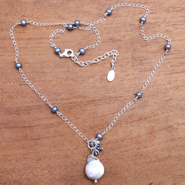Alternate image for Cultured Pearl Station Pendant Necklace from Bali Ocean Delight