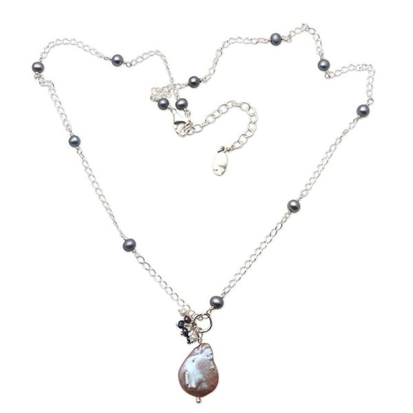 Alternate image for Cultured Pearl Station Pendant Necklace from Bali Ocean Delight