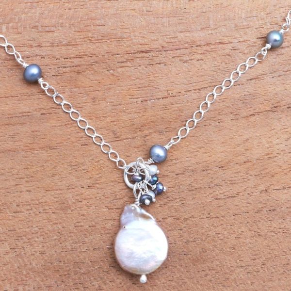 Alternate image for Cultured Pearl Station Pendant Necklace from Bali Ocean Delight