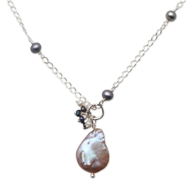 Alternate image for Cultured Pearl Station Pendant Necklace from Bali Ocean Delight