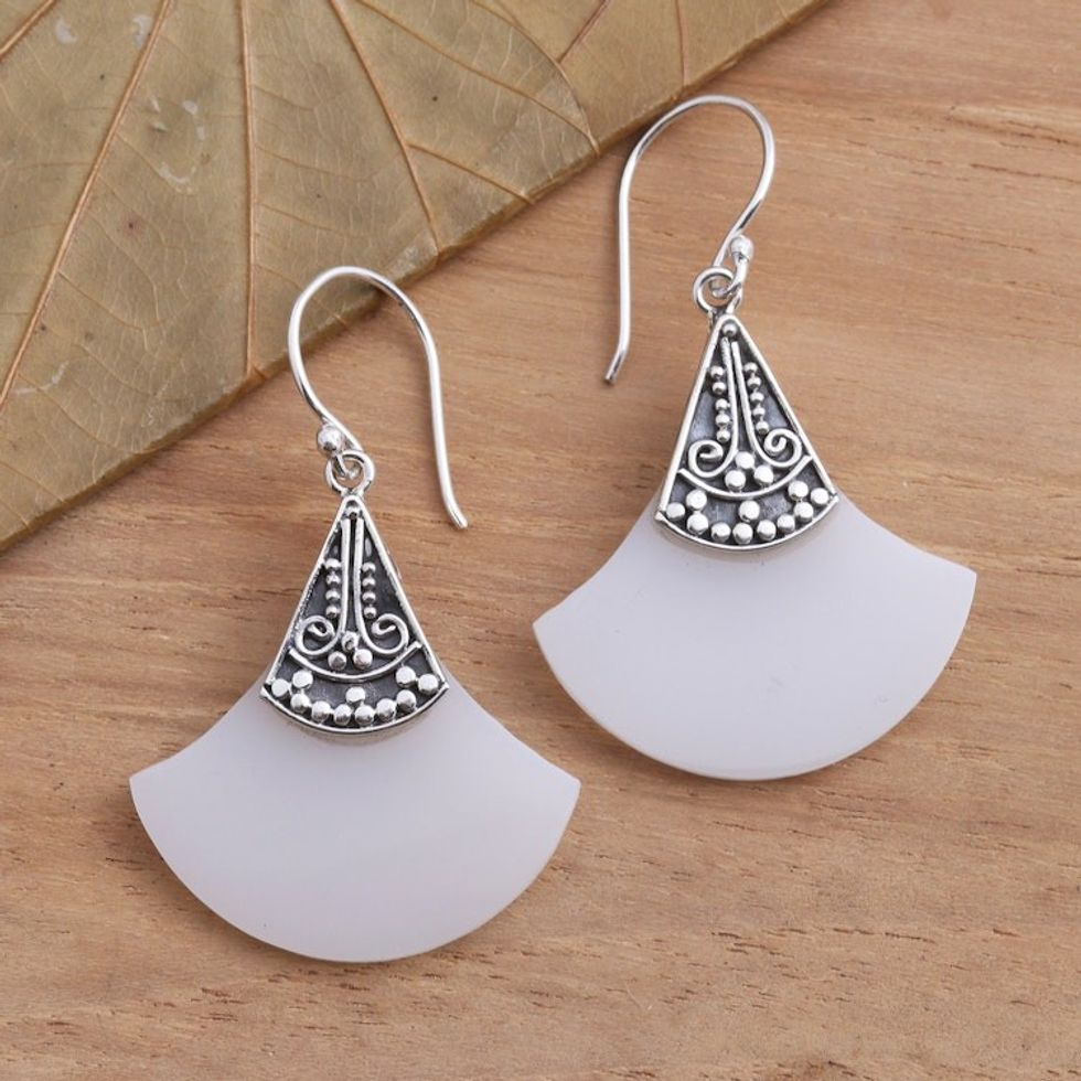Artisan Crafted Sterling Silver Dangle Earrings 'Celuk Arcs'