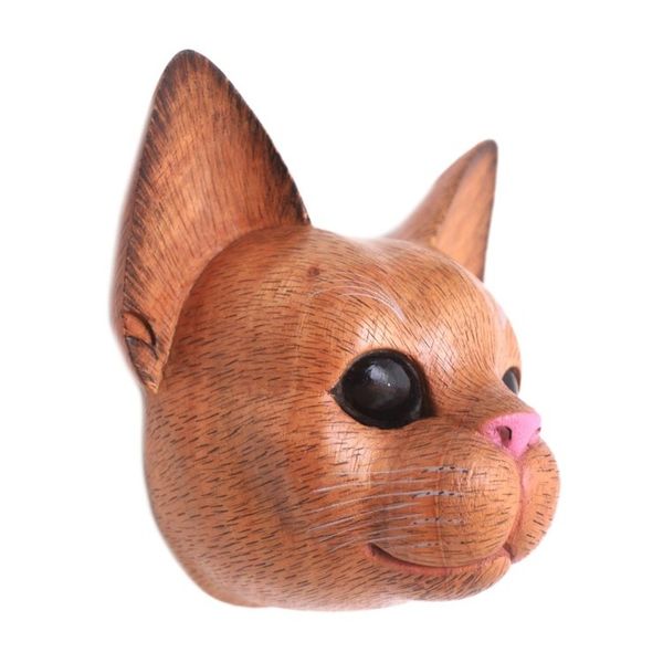 Alternate image for Hand-Carved Suar Wood Cat Mask from Bali Watchful Cat