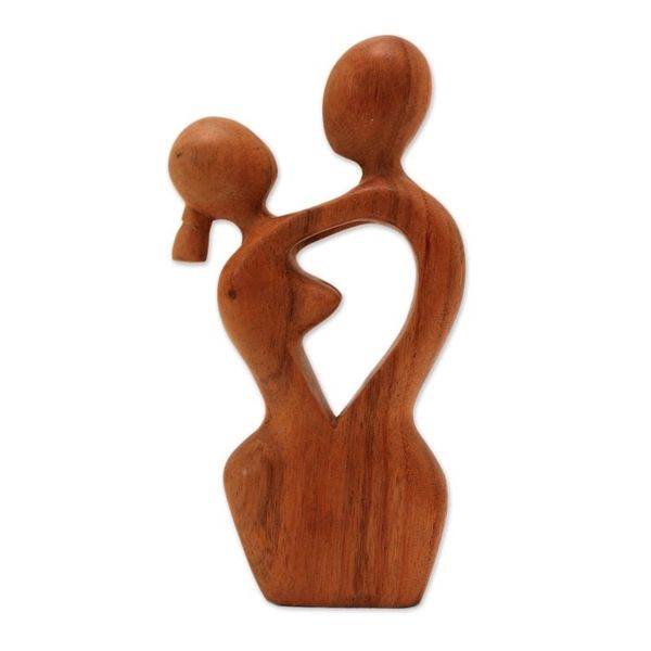 Alternate image for Hand-Carved Romantic Suar Wood Sculpture from Bali Romance Dance
