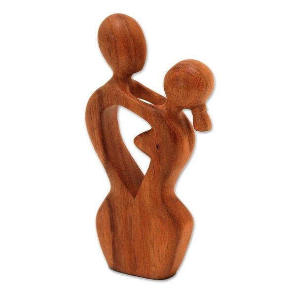 Alternate image for Hand-Carved Romantic Suar Wood Sculpture from Bali Romance Dance