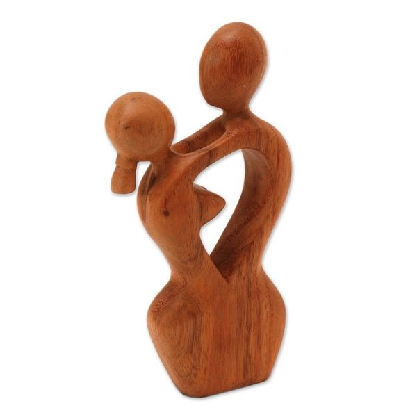Alternate image for Hand-Carved Romantic Suar Wood Sculpture from Bali Romance Dance