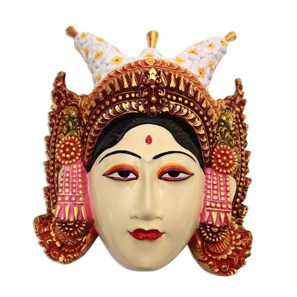 Alternate image for Hand-Painted Wood Wall Sculpture of Balinese Royalty Tapel Kraton