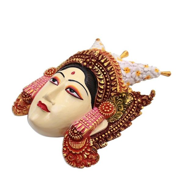 Alternate image for Hand-Painted Wood Wall Sculpture of Balinese Royalty Tapel Kraton