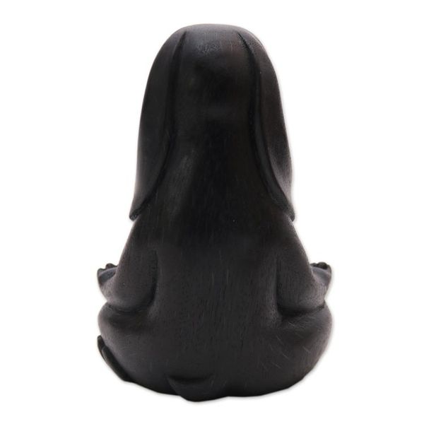 Alternate image for Wood Pregnant Yoga Bunny Sculpture in Black from Bali Pregnant Yoga Bunny in Black