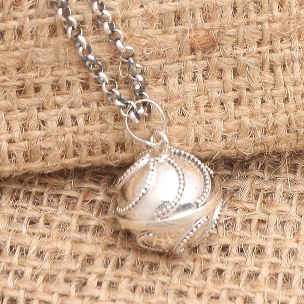 Modern Balinese Silver Sterling Harmony Ball Necklace 'Jawan Embrace'