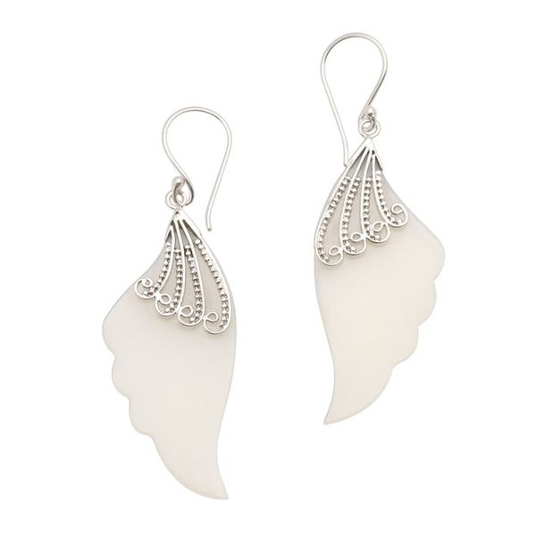 Alternate image for Wing-Shaped Dangle Earrings with Sterling Silver Celuk Wings
