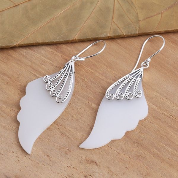 Alternate image for Wing-Shaped Dangle Earrings with Sterling Silver Celuk Wings