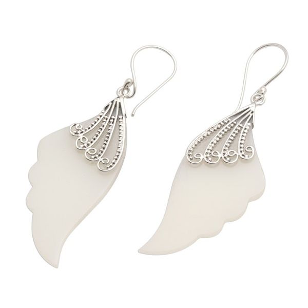 Alternate image for Wing-Shaped Dangle Earrings with Sterling Silver Celuk Wings