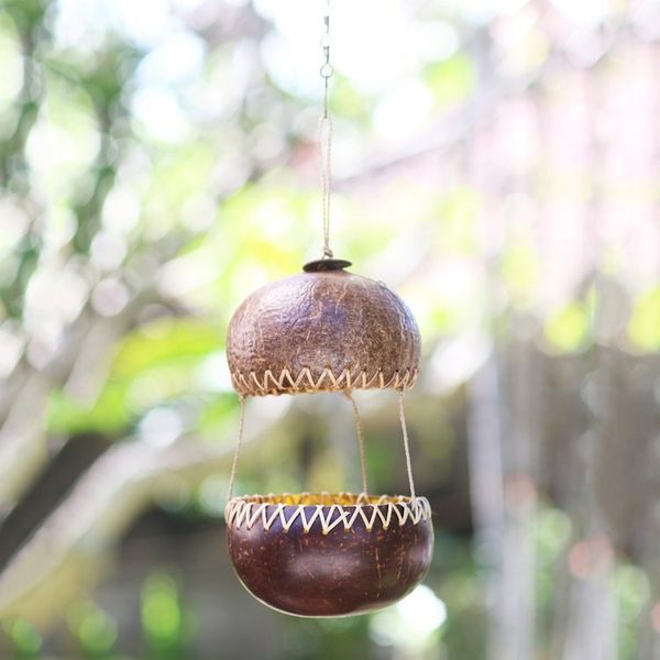 Alternate image for Handcrafted Coconut Shell Bird Feeder Kintamani House