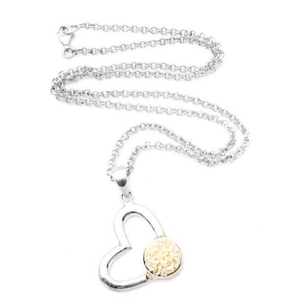 Alternate image for Carnation Heart Necklace in 925 Silver Carnation Romance