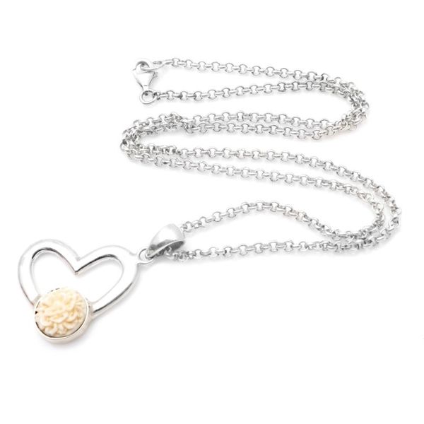 Alternate image for Carnation Heart Necklace in 925 Silver Carnation Romance