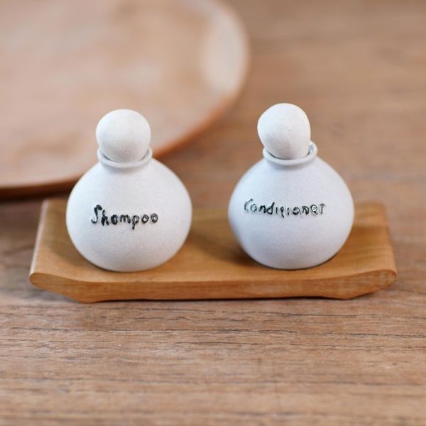 Alternate image for Handmade Ceramic Shampoo and Lotion Bottles 3 Piece Set Shampoo and Lotion
