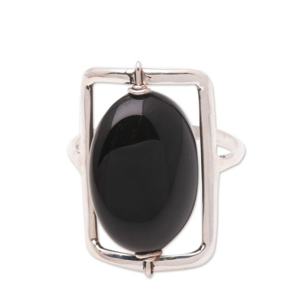 Alternate image for Black Onyx Single-Stone Ring Crafted in Bali Deep Soul