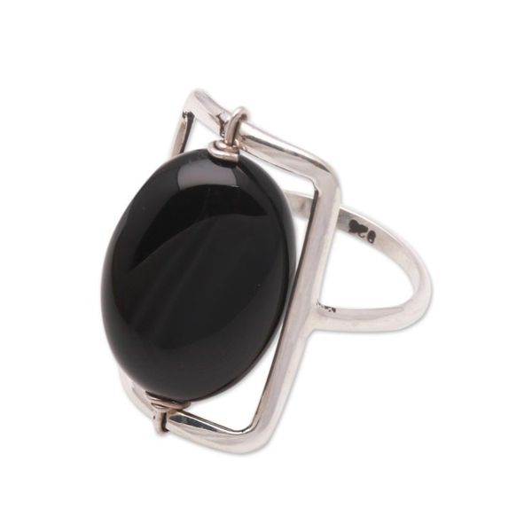 Alternate image for Black Onyx Single-Stone Ring Crafted in Bali Deep Soul