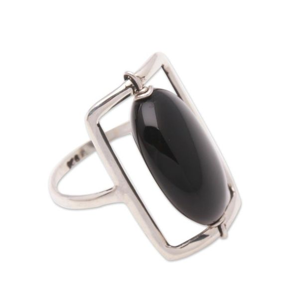 Alternate image for Black Onyx Single-Stone Ring Crafted in Bali Deep Soul