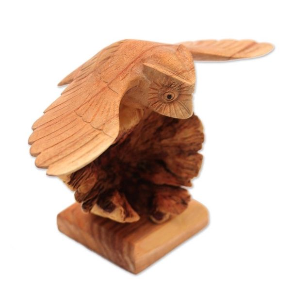 Alternate image for Wood Owl Sculpture by a Balinese Artist Flying Owl