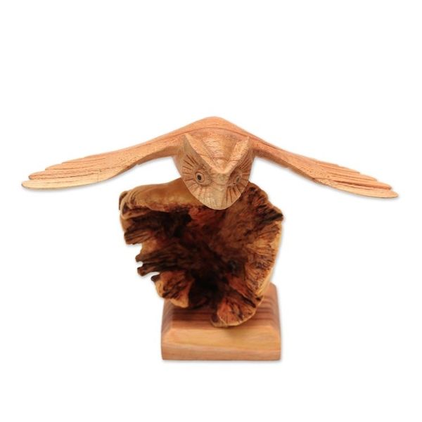 Alternate image for Wood Owl Sculpture by a Balinese Artist Flying Owl