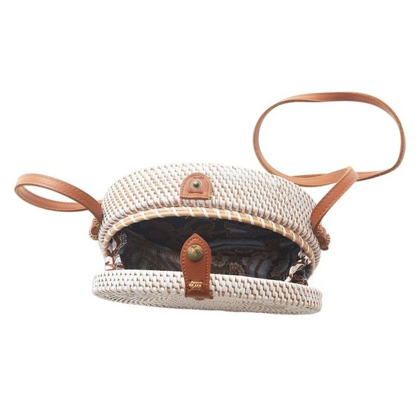 Alternate image for White Oval Bamboo Shoulder Bag with Faux Leather Strap White Island Oval