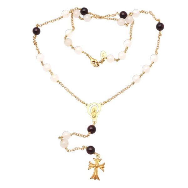 Alternate image for Gold Plated Moonstone and Garnet Rosary from Bali Delightful Faith