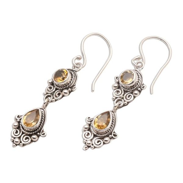 Alternate image for Balinese Style Citrine and Silver Dangle Earrings Traditional Ways