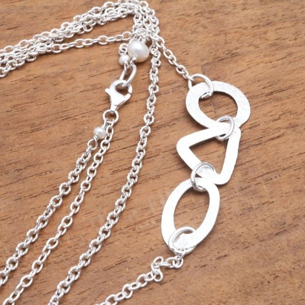 Alternate image for Modern Cultured Pearl Station Necklace from Bali Stylish Charm