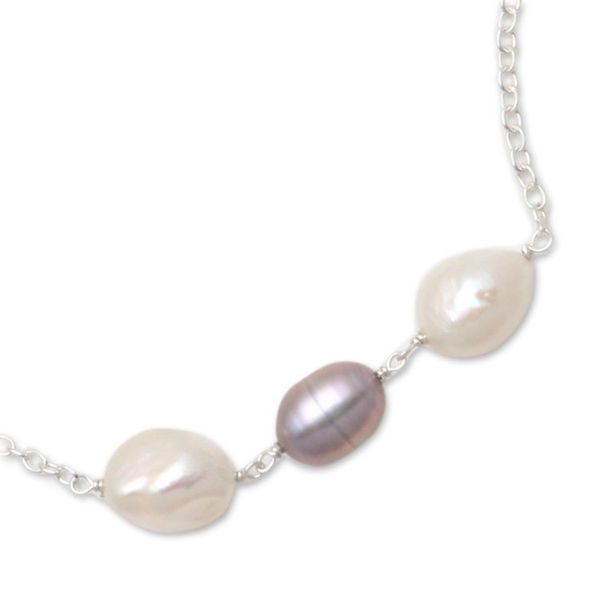 Alternate image for Modern Cultured Pearl Station Necklace from Bali Stylish Charm