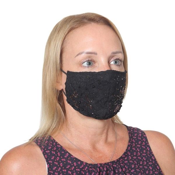 Alternate image for 1 Grey-1 White-1 Grey Beaded Lace Balinese Face Masks Island Fashion