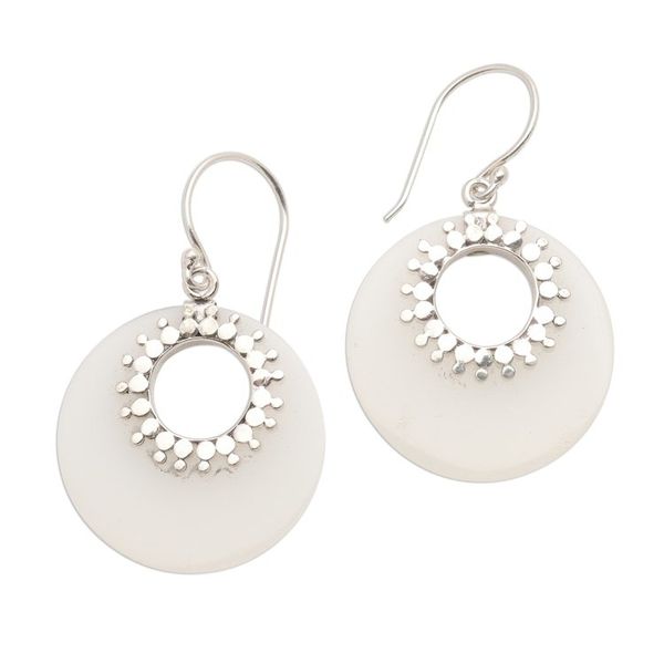 Alternate image for Round Sterling Silver and Resin Dangle Earrings Celuk Discs